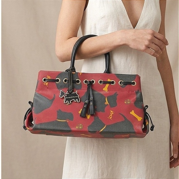 Dooney & Bourke Handbags - AUTHENTIC Vintage Dooney & Bourke Scottie Dog Red Satchel‎ "Made in USA" V1 Y2K